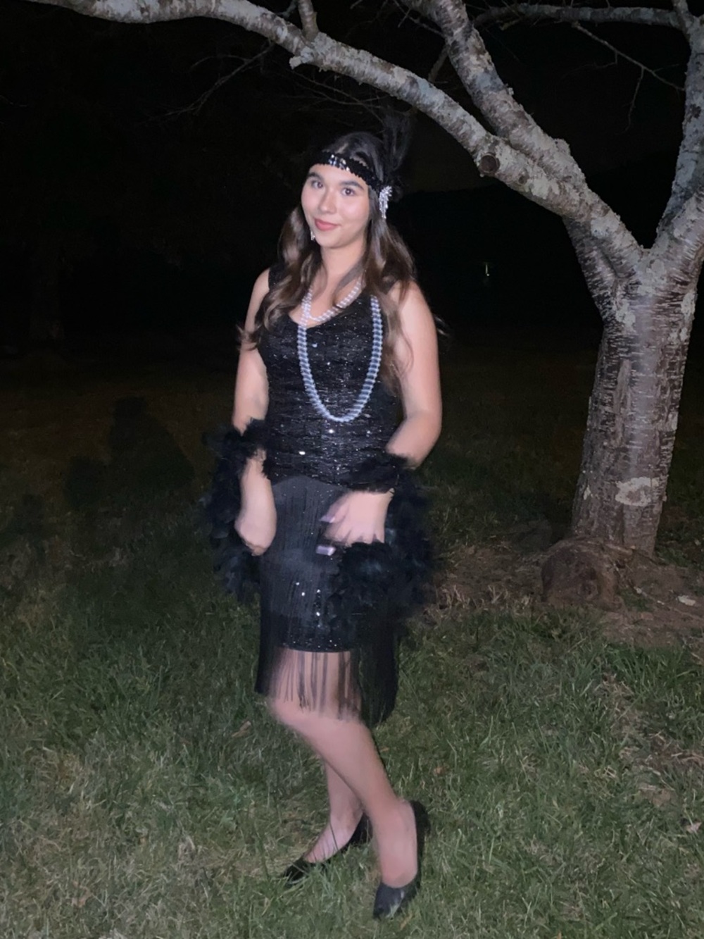 SHEIN Black Sequin Party Dress with Fringe Detail